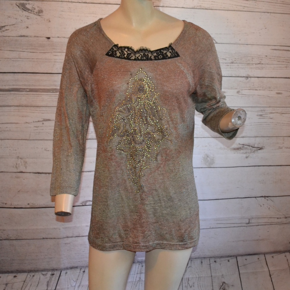 Studio Gem Q Gray Embellished Tunic Small